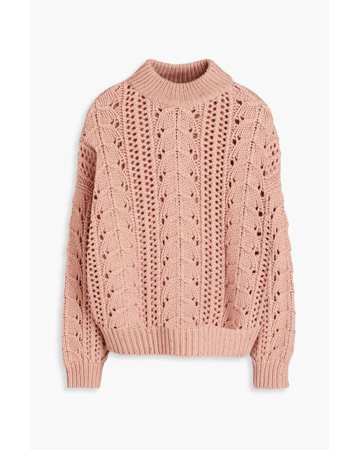 Brunello Cucinelli Pink Cable-knit Cashmere And Silk-blend Turtleneck Sweater