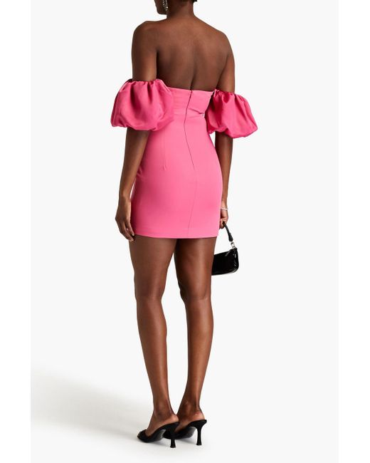 Ronny Kobo Pink Andrea Off-the-shoulder Faille Mini Dress