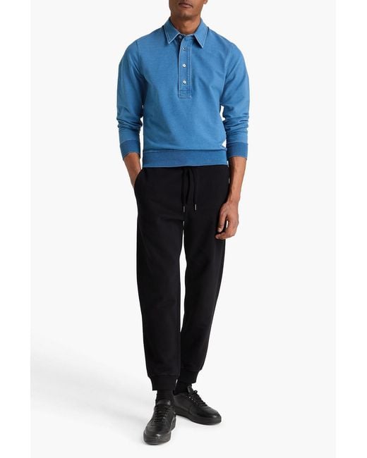 Tom Ford Blue French Cotton-Blend Terry Polo Shirt for men
