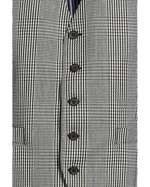 Thom Browne Gray Prince Of Wales Checked Wool-twill Waistcoat for men