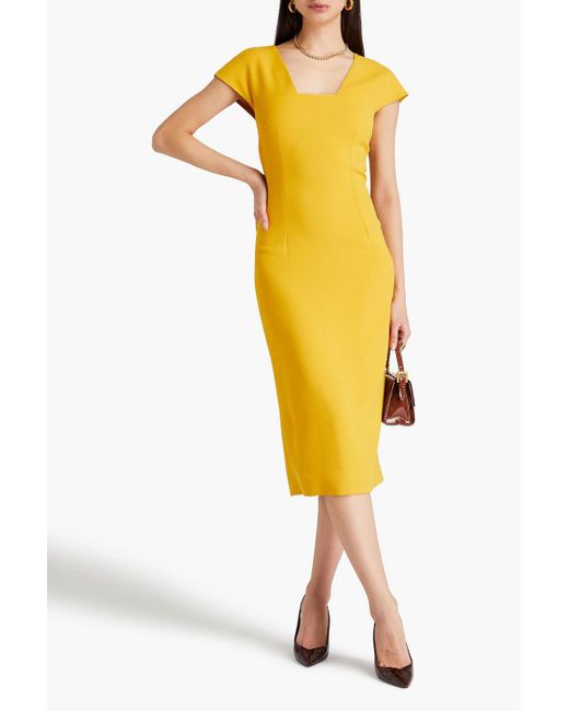 Dolce & Gabbana Yellow Midikleid aus crêpe
