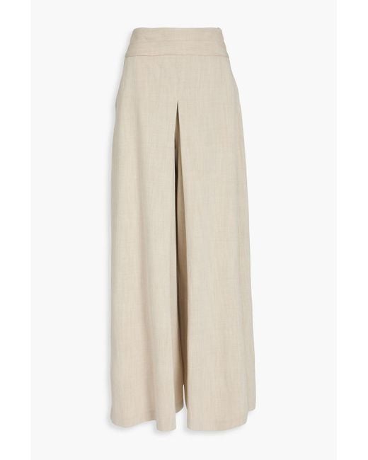 Palmer//Harding Natural Pleated Cotton And Linen-blend Twill Wide-leg Pants