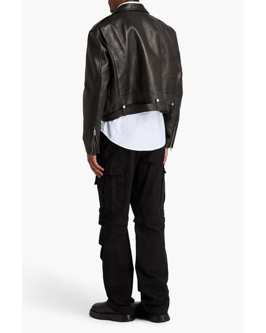 Rick Owens Black Leather Biker Jacket for men