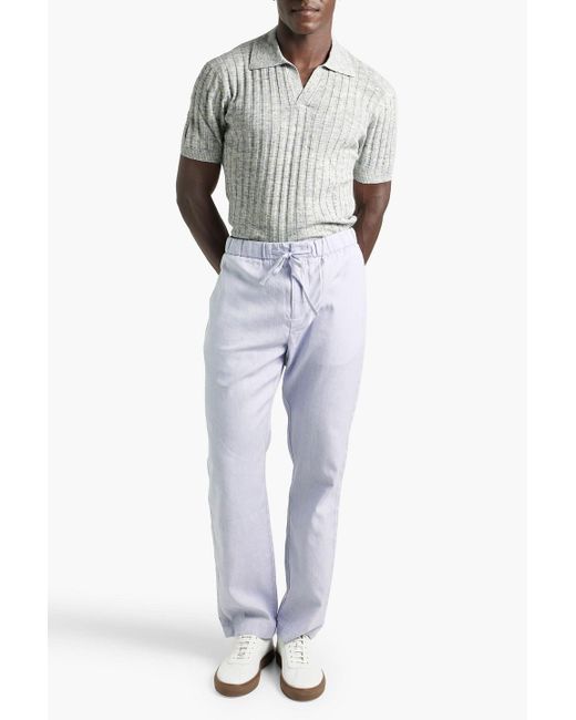 Frescobol Carioca White Rino Slim-fit Ribbed Cotton Polo Shirt for men