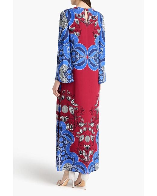 Borgo De Nor Blue Capucine Paisley-print Crepe Maxi Dress