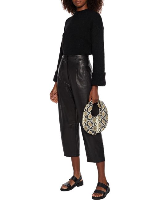 FRAME Cropped Pleated Leather Tapered 