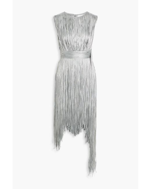 Area White Fringed Cotton-Blend Jersey Dress
