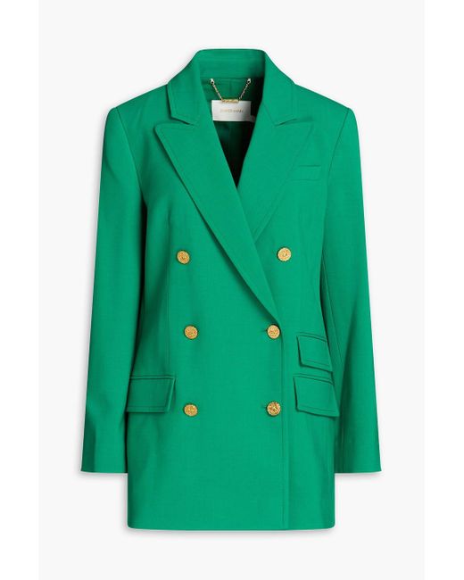 Zimmermann Green Double-breasted Crepe Blazer