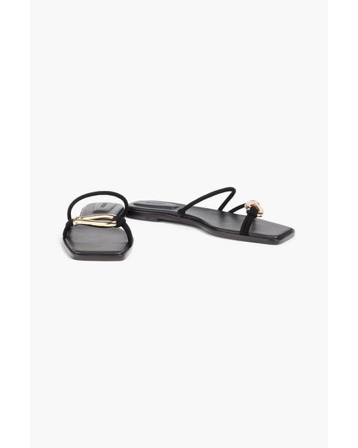 Jonathan Simkhai Black Love Knot Embellished Suede Sandals
