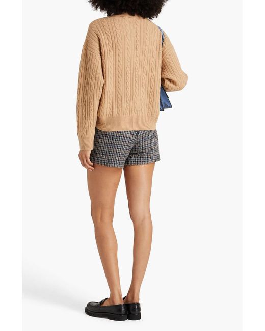 Sandro Natural Erudine Cable-knit Wool And Cashmere-blend Polo Sweater