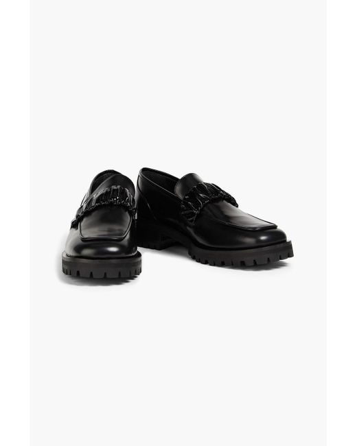 Elleme Black Ruched Leather Loafers