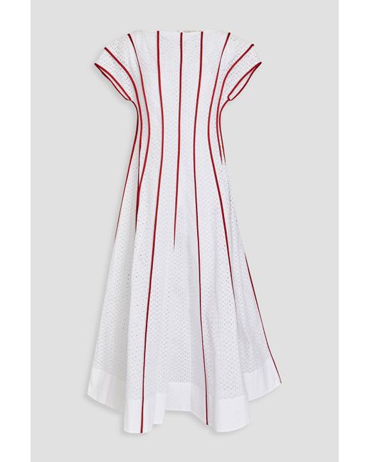 Tory Burch White Broderie Anglaise Cotton Midi Dress