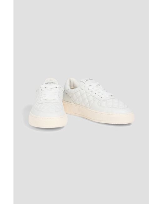 Stuart Weitzman White Courtside Quilted Leather Sneakers