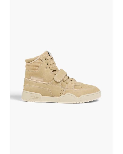 Isabel Marant Natural Alsee Perforated Suede High-Top Sneakers