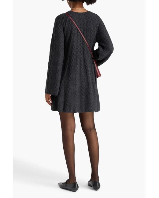 Loulou de Saison Black Blasse Cable-Knit Cashmere Mini Dress