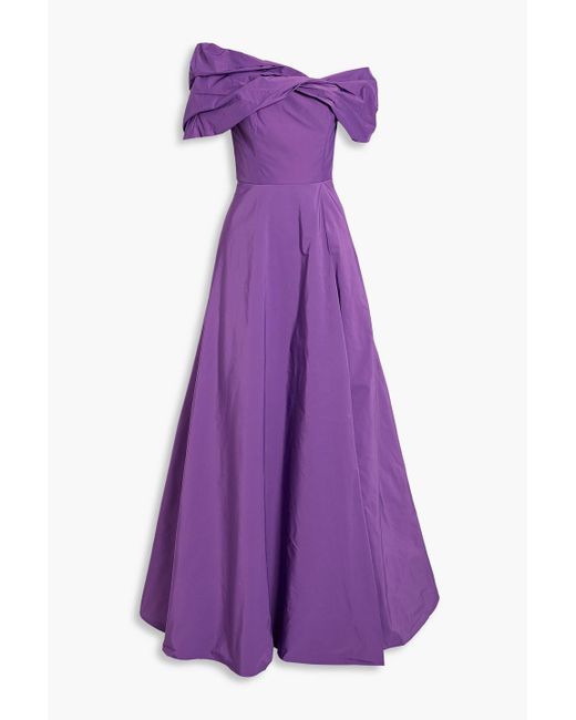 Marchesa Purple One-shoulder Twisted Taffeta Gown