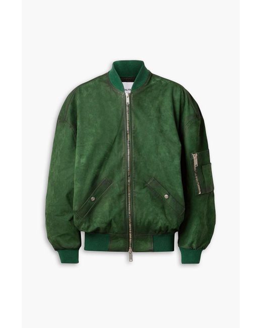 Halfboy Green Oversized Suede Bomber Jacket