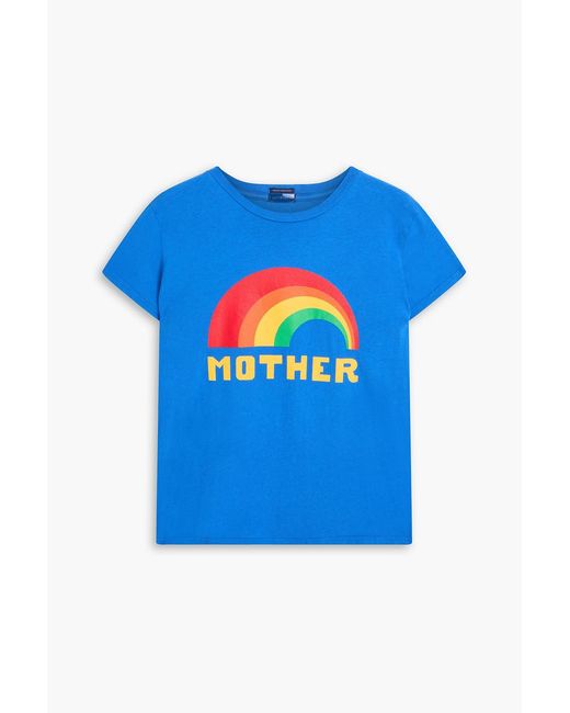 Mother Blue Printed Cotton-Jersey T-Shirt