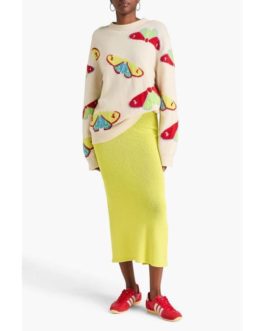 The Elder Statesman Pink Intarsia Cashmere Sweater