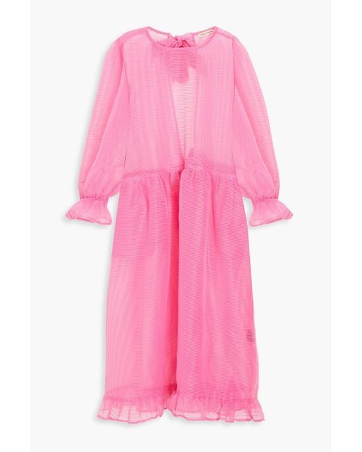 Stella Nova Pink Open-back Bow-embellished Organza Dress