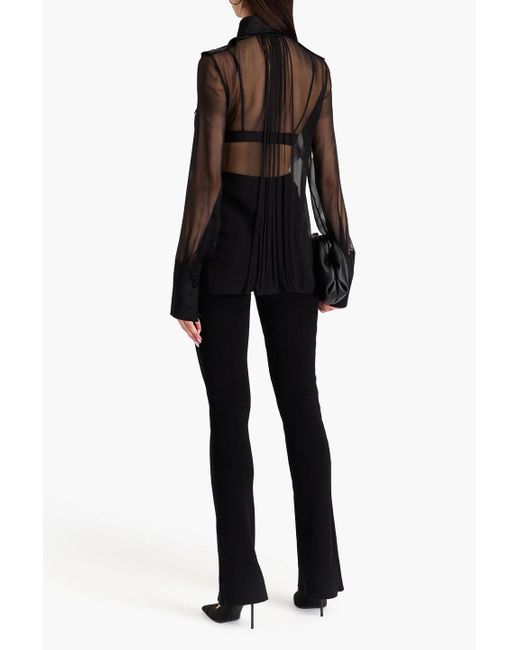 Alberta Ferretti Black Pleated Silk-voile Shirt