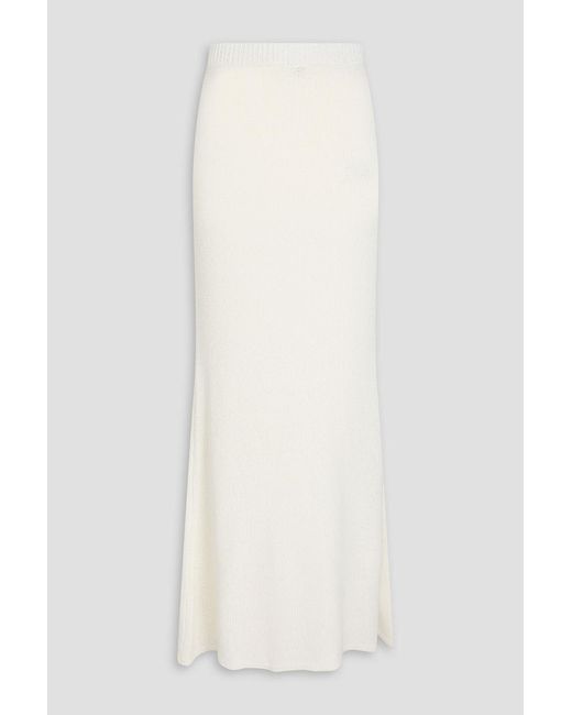 Totême  White Bouclé-Knit Maxi Skirt