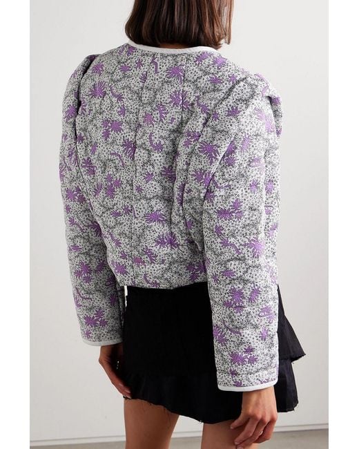 Isabel Marant White Drew Convertible Printed Quilted Cotton Jacket