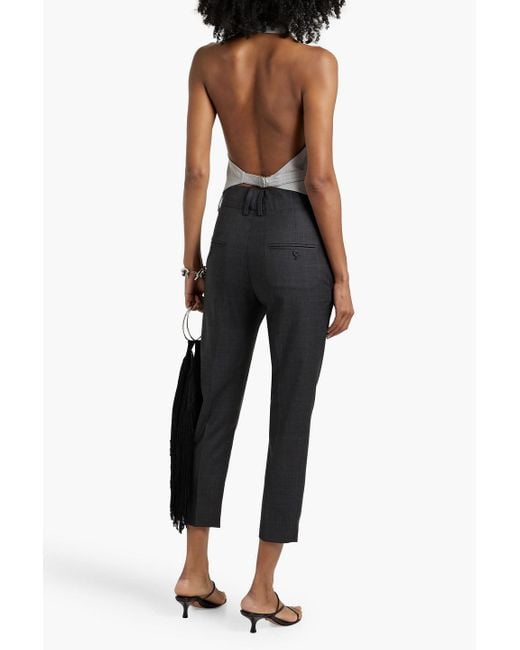 Isabel Marant Blue Noah Cropped Prince Of Wales Checked Wool Tapered Pants