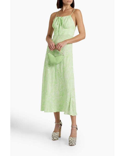 Rixo Green Maeve Printed Crepe Midi Dress