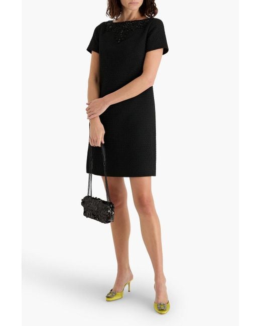 Carolina Herrera Embellished Tweed Mini Dress in Black | Lyst