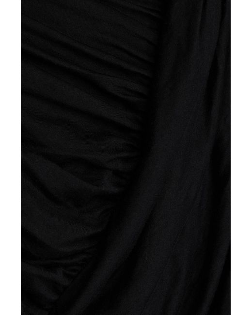 Rick Owens Black Lido One-Shoulder Asymmetric Cotton-Jersey Midi Dress