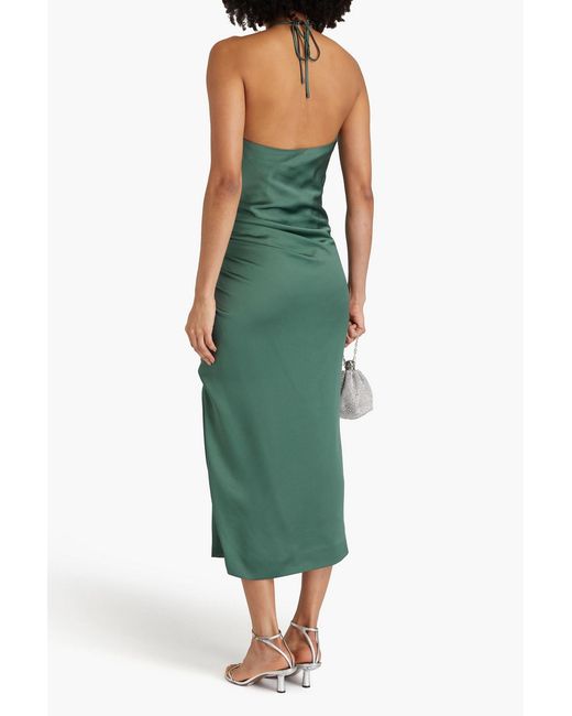 Jonathan Simkhai Green Hansel Draped Satin-crepe Halterneck Midi Dress