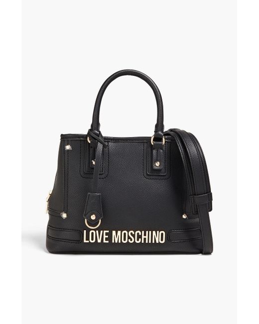 Love Moschino Black Studded Faux Pebbled-leather Tote