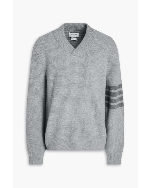Thom Browne Gray Striped Wool And Cashmere-blend Sweater for men