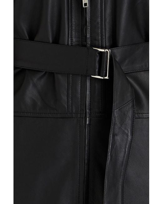 REMAIN Birger Christensen Black Suzanne Belted Leather Jumpsuit