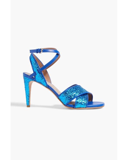 Red(v) Blue Glittered Leather Sandals