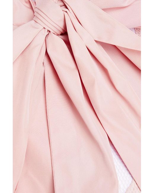 RED Valentino Pink Bow-embellished Taffeta And Point D'esprit Blouse