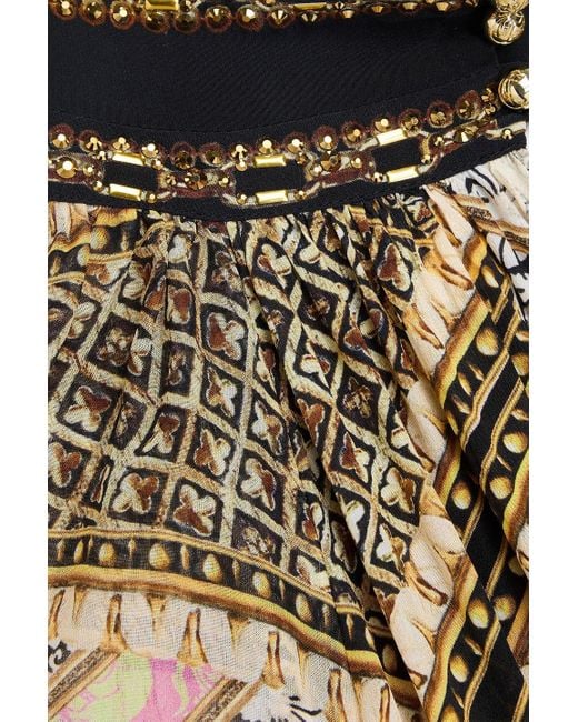Camilla Multicolor Crystal-Embellished Printed Silk Crepe De Chine Mini Dress
