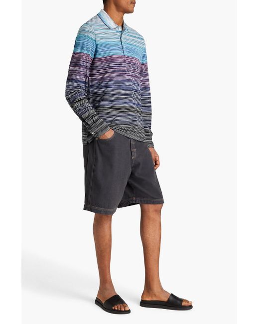 Missoni Blue Space-dyed Cotton Polo Shirt for men