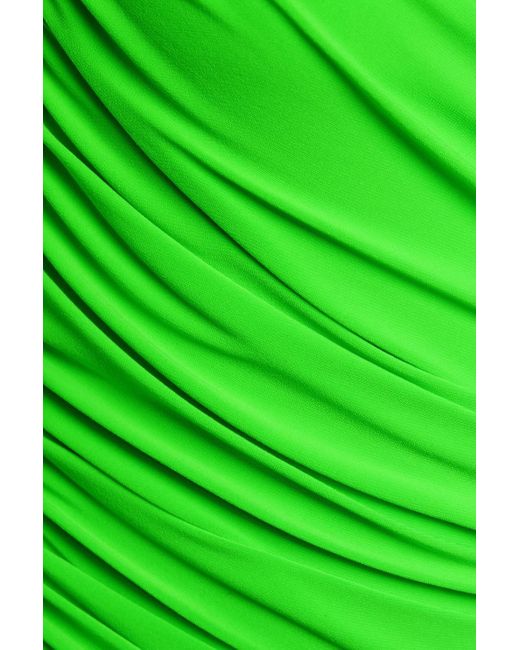 Norma Kamali Green Diana One-shoulder Ruched Stretch-jersey Dress