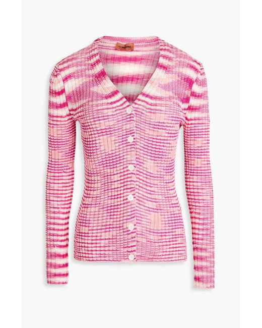 Missoni Pink Ribbed-knit Cardigan