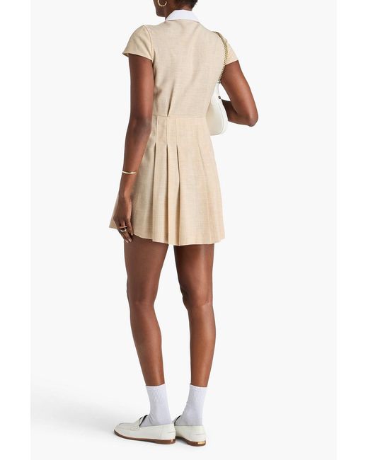 Claudie Pierlot Natural Pleated Woven Mini Shirt Dress