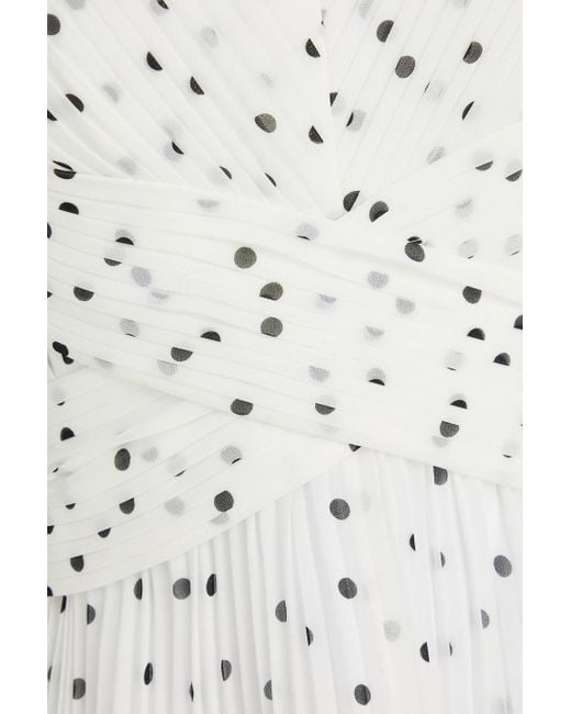 Self-Portrait Pleated Polka-Dot Chiffon Midi Dress in White Lyst UK