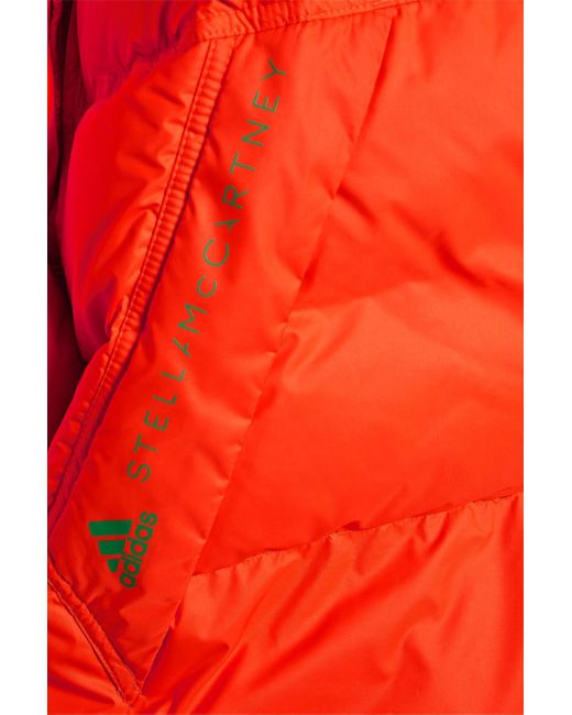 Adidas By Stella McCartney Orange Convertible Quilted Shell Hooded Jacket