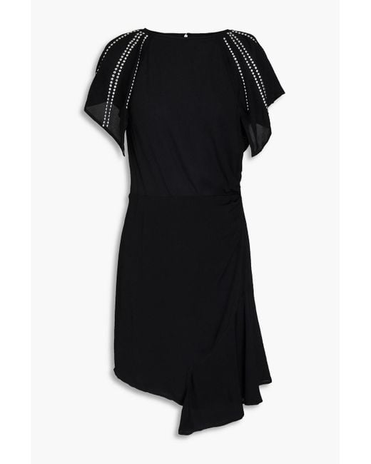 IRO Black Asymmetrisches minikleid aus crêpe mit nieten