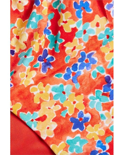 Caroline Constas Red Leila tief sitzendes bikini-höschen mit floralem print und raffung