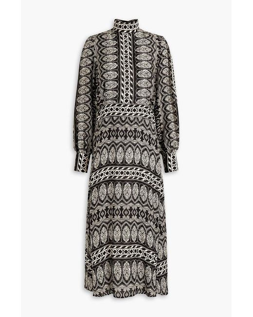 Officine Generale Black Josephine Printed Twill Midi Dress