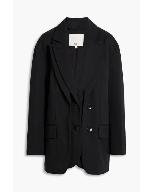 Tibi Black Layer Liam Wool-blend Blazer