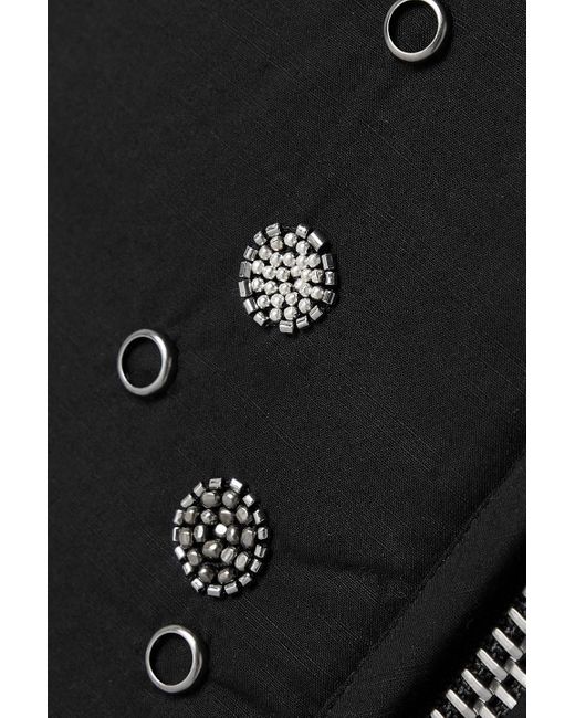 Isabel Marant Black Belila Embellished Padded Cotton Mini Dress