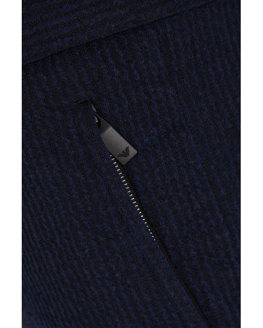 Emporio Armani Blue Tapered Jacquard Suit Pants for men